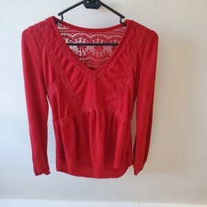 No Boundaries red lace long sleeve shirt.  Size medium juniors